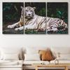 SIGNLEADER Canvas Print Wall Art Set White Tiger Sits in the Jungle Animals WildLife Photography Realism Rustic Scenic Relax/Calm Multicolor for Living Room, Bedroom, Office - 24"x36" x 3 Panels view 2