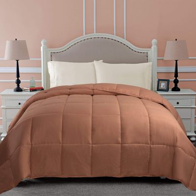100% Cotton Comforter For All Season500 GSM Best,Softest,Winter Warm Comforter Ultra Soft Quilted Duvet Insert with Corner Tabs, Wavy Box Stitched,Machine Washable (Camel,Oversized Queen Size)