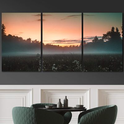 SIGNLEADER Forest Sunset Wall Art Contemporary Forest Expressive Canvas Prints for Living Room Bedroom Multicolor Nature Photography - 24"x36" x 3 Panels