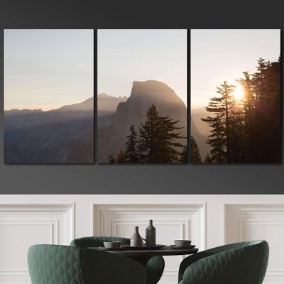 SIGNLEADER Forest Sunset Wall Art Contemporary Forest Expressive Canvas Prints for Living Room Bedroom Multicolor Nature Photography - 24"x36" x 3 Panels