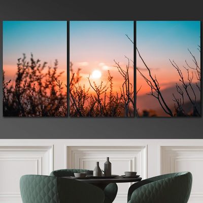 SIGNLEADER Forest Sunset Wall Art Contemporary Forest Expressive Canvas Prints for Living Room Bedroom Multicolor Nature Photography - 24"x36" x 3 Panels