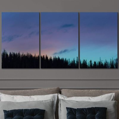 SIGNLEADER Forest Sunset Wall Art Contemporary Forest Expressive Canvas Prints for Living Room Bedroom Multicolor Nature Photography - 24"x36" x 3 Panels