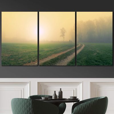 SIGNLEADER Forest Sunset Wall Art Contemporary Forest Expressive Canvas Prints for Living Room Bedroom Multicolor Nature Photography - 24"x36" x 3 Panels