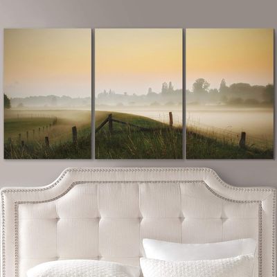 SIGNLEADER Forest Sunset Wall Art Contemporary Forest Expressive Canvas Prints for Living Room Bedroom Multicolor Nature Photography - 24"x36" x 3 Panels