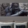 SIGNLEADER Cautious Gorilla Wall Art Animals Canvas Prints for Living Room Bedroom Multicolor Photography - 24"x36" x 3 Panels view 1