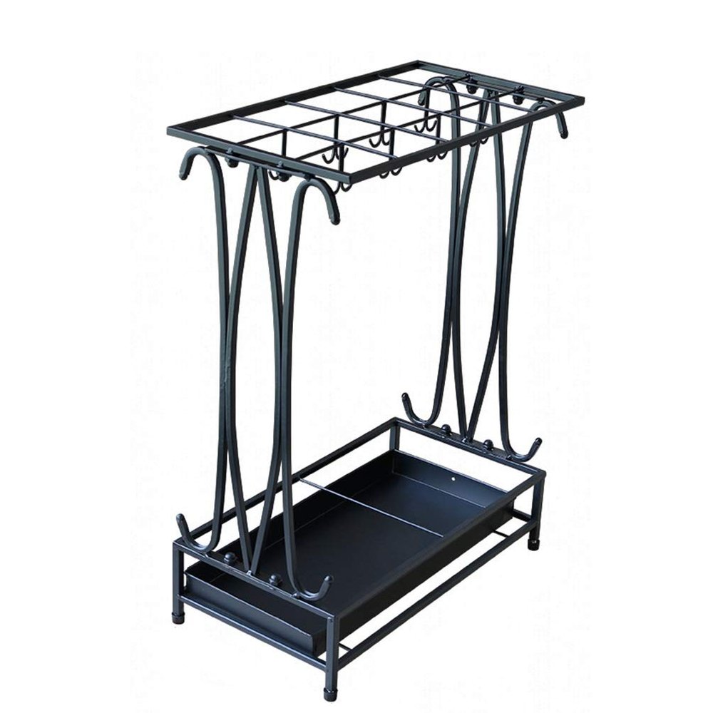 Umbrella Racks AYY Black and White Brown Hotel Commercial Umbrella Stand Umbrella Holder, Large Capacity Storage Rack with Drip Tray and Hook, Easy to Assemble, Can Hold 18-68 Umbrellas