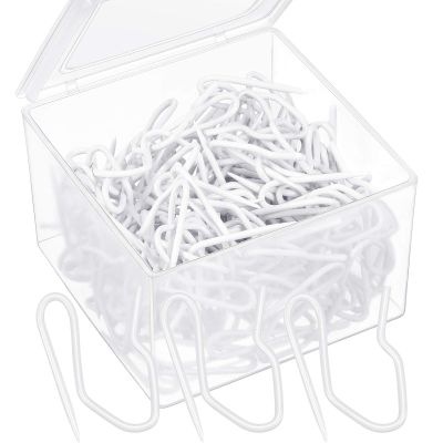 Shappy 120 Pack Drapery Hooks Pins for Curtains, Metal Pinch Pleat Hooks with Clear Box 1.2 Inch for Window Door and Shower Curtain(White)