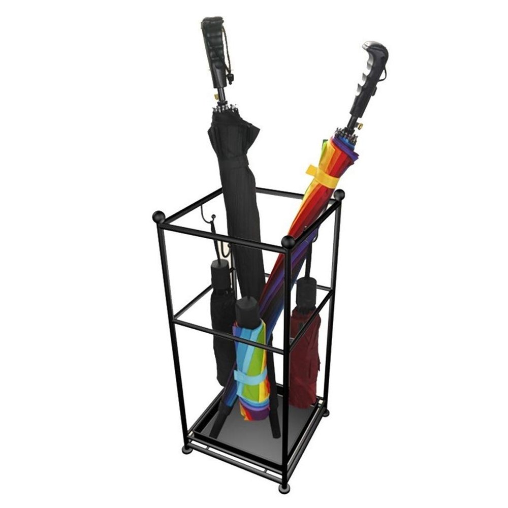 Umbrella Racks AYY Black Freestanding Wrought Iron, Used for Long and Short Umbrella Storage Racks in Hotel Offices, Easy to Clean, 22x22x52cm