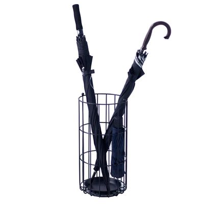 Umbrella Racks Metal Umbrella Stand, Simple and Modern Home Hotel Lobby Umbrella Bucket, with Hook and Drip Tray, Black, Gold, 25x50cm (Color : Black)