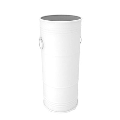 Umbrella Racks Round Umbrella Stand, Metal Umbrella Bucket, Umbrella/Cane Storage Rack at The Entrance of The Home Hotel Lobby, with Hook, with Hook, Black, White, 22x51cm (Color : White)