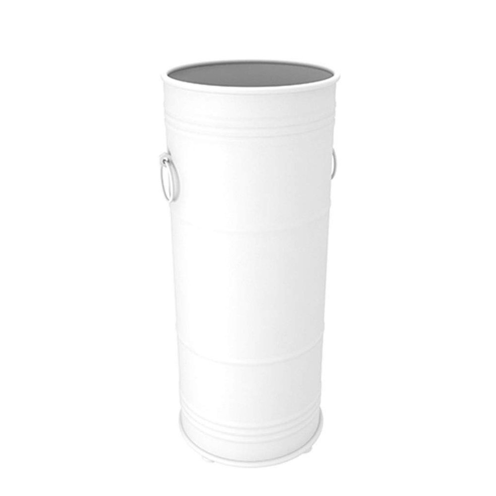 Umbrella Racks Round Umbrella Stand, Metal Umbrella Bucket, Umbrella/Cane Storage Rack at The Entrance of The Home Hotel Lobby, with Hook, with Hook, Black, White, 22x51cm (Color : White)