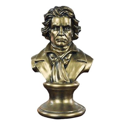 Bronze Beethoven Bust Statue Abstract Figure Musician Figurine Resin Art & Craft Home Decoration Desktop Desk Living Room Decoration Ornament,Brass,18x15x30cm(7x6x12inch)