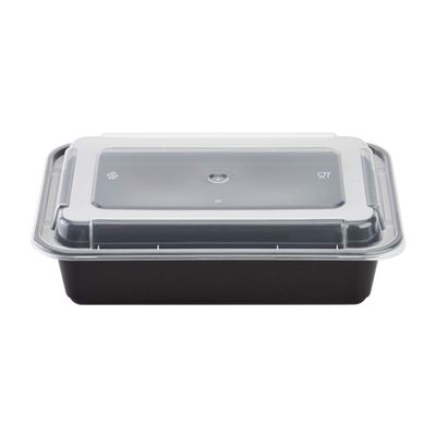 Black Rectangular Microwavable 38oz Containers With Clear Lids (300)