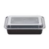 Black Rectangular Microwavable 38oz Containers With Clear Lids (300) view 1