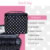 Kate Spade New York Insulated Soft Cooler Lunch Tote with Double Zipper Close and Carrying Handle, Polka Dots (Black/White) view 2