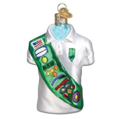 Old World Christmas Girl Scout Uniform Glass Blown Ornament for Christmas Tree, Handcrafted Holiday Decoration, Girl Scout Collection