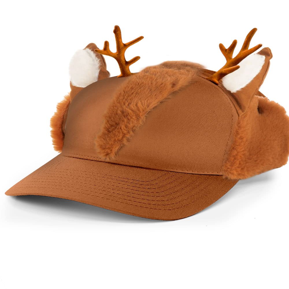 Tipsy Elves Reindeer Hat with Ear Flaps - Funny Brown Christmas Hat for Men & Women