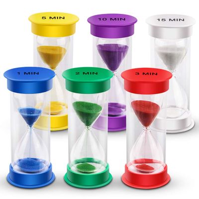 EMDMAK Sand Timer, Acrylic Hourglass Timer Colorful Sandglass Timer 1 min/2 mins/3 mins/5 mins/10 mins/15 mins Sand Clock for Games Classroom Home Office(Large)