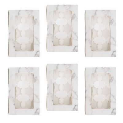 Cabilock 10pcs Clear Window Marble Dessert Container Compartment Muffin Box for and Cookies Food-grade Paper Cake Storage for Bakery Treats and