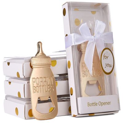 24 Pack Baby Bottle Openers for Newborn Baby Shower Favors, Baby Shower Party Return Gifts for Guest, New Poppin Bottles Openers with Exquisite Gifts Box used for Boy Boy or Girl Baby Party Souvenir