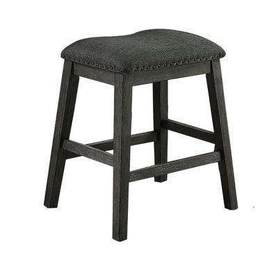 Benjara sadle Fabric Saddle Counter Stool with Nailhead Trim, Set of 2, Gray