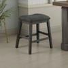 Benjara sadle Fabric Saddle Counter Stool with Nailhead Trim, Set of 2, Gray view 2
