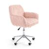 ALPHA HOME Home Office Chair Pink Faux Fur Office Desk Chair Adjustable Vanity Chair Ergonomic Computer Chair Fluffy Makeup Stool Armchair 360 Rolling Swivel Stool 300 Lbs Weight Capacity view 1
