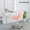 ALPHA HOME Home Office Chair Pink Faux Fur Office Desk Chair Adjustable Vanity Chair Ergonomic Computer Chair Fluffy Makeup Stool Armchair 360 Rolling Swivel Stool 300 Lbs Weight Capacity view 2
