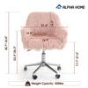 ALPHA HOME Home Office Chair Pink Faux Fur Office Desk Chair Adjustable Vanity Chair Ergonomic Computer Chair Fluffy Makeup Stool Armchair 360 Rolling Swivel Stool 300 Lbs Weight Capacity view 3