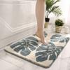 Hi Space Bathroom Rugs 31.5x19.7IN Grey Leaf Boho Bath Mat for Bathroom Non Slip Machine Washable Soft Microfiber Absorbent Shaggy Bath Rug Plush for Tub Shower Sink Fluffy Home Decor Accessories view 3
