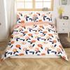 Feelyou Girls Peach Comforter Cover Set Cute Peach Bedding Set Kawaii Room Decor for Kids Teens,Lovely Cartoon Fruit Duvet Cover Reversible,Full Size Women Nature Bedspread Cover Stripes,Soft Zipper view 3