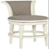 55 Downing Street Oliver Vintage White Wood Swivel Bar Stool 30" High Farmhouse Rustic Pewter Gray Upholstered Round Cushion with Scroll Backrest Footrest for Kitchen Counter Height Island view 3