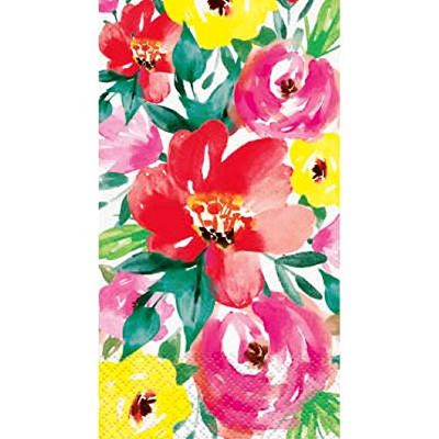 Vibrant Multicolor Brushed Floral Paper Guest Towels, Pack of 24 - Eye-Catching Design, Absorbent & Soft Quality, Perfect For Themed Celebrations & Events