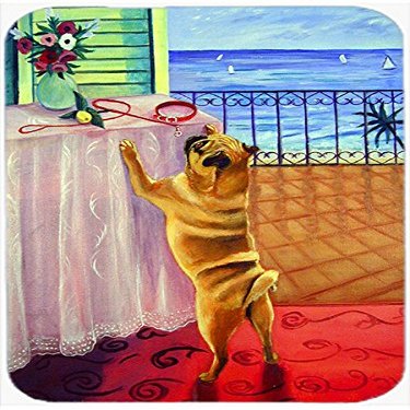 CoolCookware Helping Himself Pug Glass Cutting Board - Large44; 15 x 12 in.