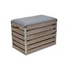 Cheungs Set of 2 Rectangular Wood Slat Storage Metal Accents and Cushioned Lid Bench, Small, Brown view 4