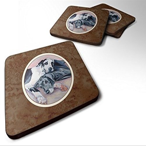 CoolCookware Black & Harlequin Great Dane Foam Coaster44; Set of 4