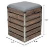 Cheung's Set of 2 Square Wood Slat Storage Metal Accents and Cushioned Lid Bench, Brown view 2