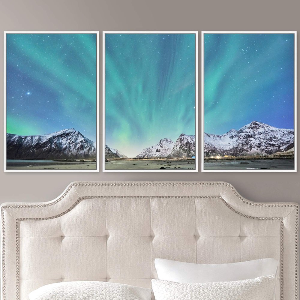 SIGNWIN 3 Piece Framed Canvas Wall Art Dayspring Canvas Prints Home Artwork Decoration for Living Room,Bedroom - 16"x24"x3 Panels