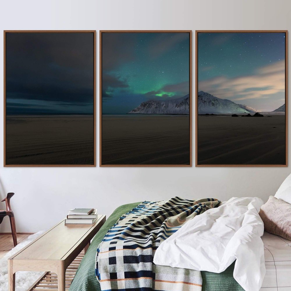 SIGNWIN 3 Piece Framed Canvas Wall Art Starry Sky Canvas Prints Home Artwork Decoration for Living Room,Bedroom - 16"x24"x3 Panels