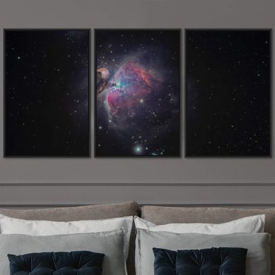 SIGNWIN 3 Piece Framed Canvas Wall Art Galaxy Stars Canvas Prints Home Artwork Decoration for Living Room,Bedroom - 16"x24"x3 Panels