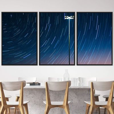 SIGNWIN 3 Piece Framed Canvas Wall Art Starry Sky Canvas Prints Home Artwork Decoration for Living Room,Bedroom - 16"x24"x3 Panels