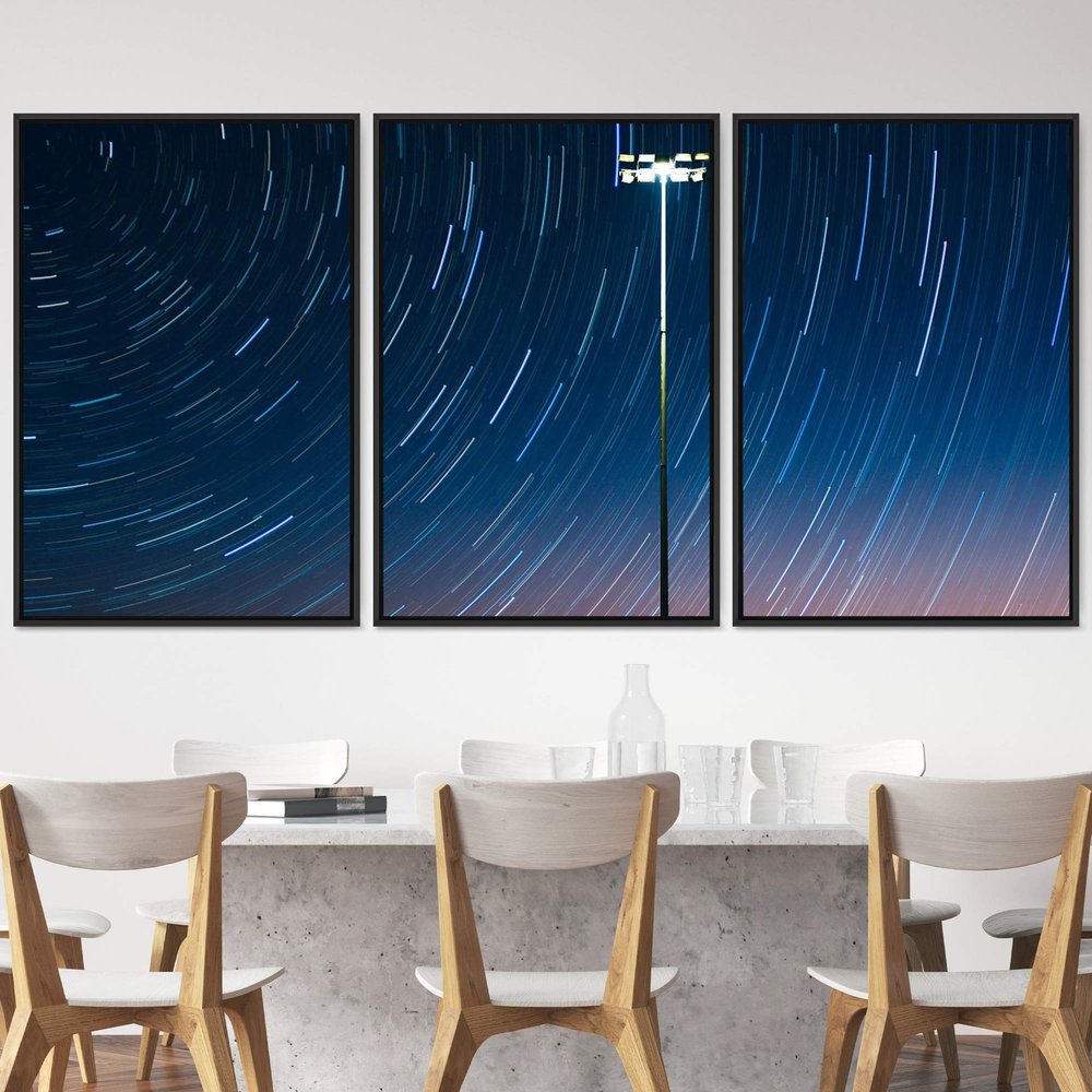SIGNWIN 3 Piece Framed Canvas Wall Art Starry Sky Canvas Prints Home Artwork Decoration for Living Room,Bedroom - 16"x24"x3 Panels