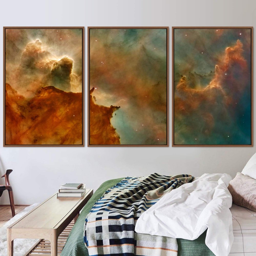 SIGNWIN 3 Piece Framed Canvas Wall Art Galaxy Stars Canvas Prints Home Artwork Decoration for Living Room,Bedroom - 16"x24"x3 Panels