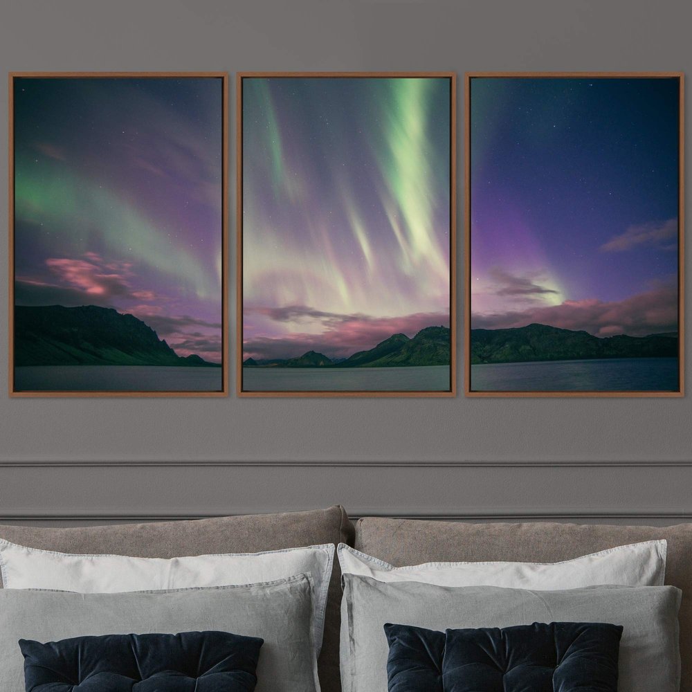 SIGNWIN 3 Piece Framed Canvas Wall Art Dayspring Canvas Prints Home Artwork Decoration for Living Room,Bedroom - 16"x24"x3 Panels