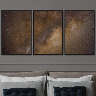 SIGNWIN 3 Piece Framed Canvas Wall Art Starry Sky Canvas Prints Home Artwork Decoration for Living Room,Bedroom - 16"x24"x3 Panels