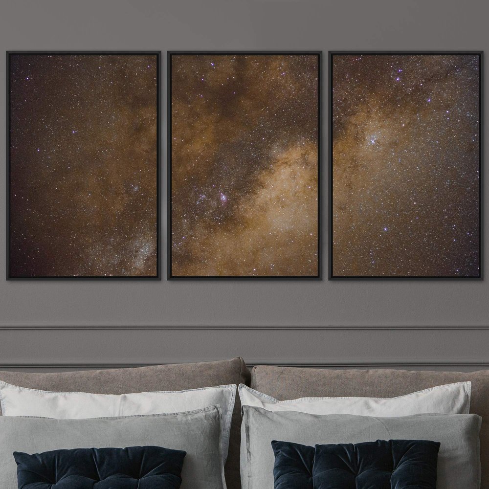 SIGNWIN 3 Piece Framed Canvas Wall Art Starry Sky Canvas Prints Home Artwork Decoration for Living Room,Bedroom - 16"x24"x3 Panels