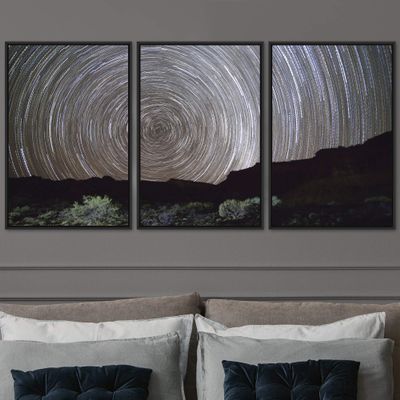 SIGNWIN 3 Piece Framed Canvas Wall Art Starry Sky Canvas Prints Home Artwork Decoration for Living Room,Bedroom - 16"x24"x3 Panels