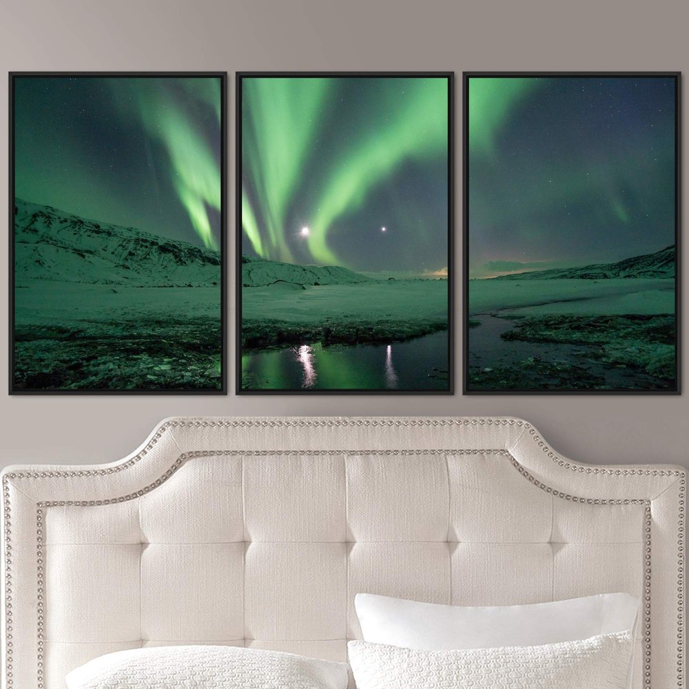 SIGNWIN 3 Piece Framed Canvas Wall Art Dayspring Canvas Prints Home Artwork Decoration for Living Room,Bedroom - 16"x24"x3 Panels