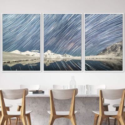 SIGNWIN 3 Piece Framed Canvas Wall Art Starry Sky Canvas Prints Home Artwork Decoration for Living Room,Bedroom - 16"x24"x3 Panels