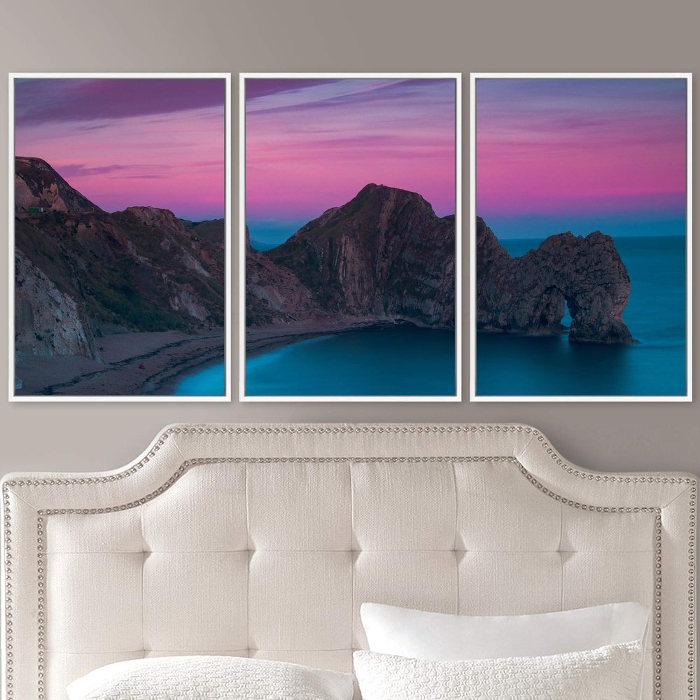 SIGNWIN 3 Piece Framed Canvas Wall Art Gradient Canvas Prints Home Artwork Decoration for Living Room,Bedroom - 16"x24"x3 Panels